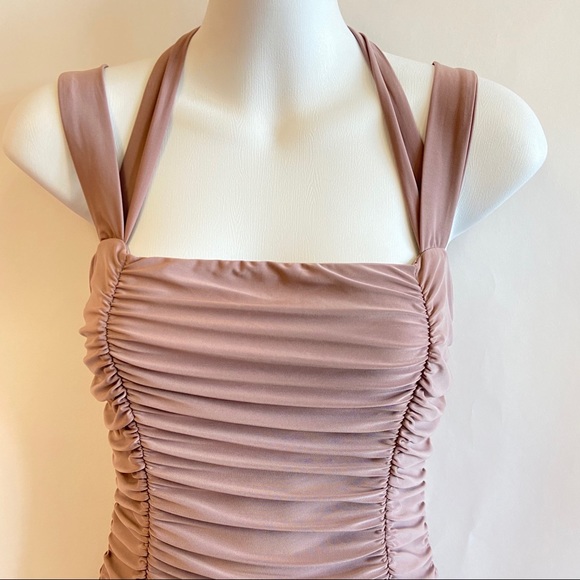 Mini Mauve Ruched Dress - Picture 2 of 4